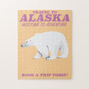 Quebra-cabeça Poster das viagens vintage do urso polar de Alaska