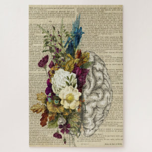 Quebra-cabeça poster de anatomia do cérebro floral médico