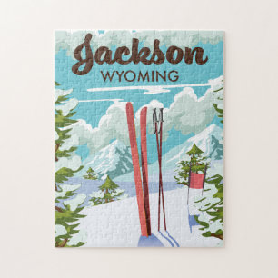 Quebra-cabeça Poster de esqui Jackson Wyoming