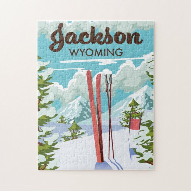 Quebra-cabeça Poster de esqui Jackson Wyoming (Vertical)