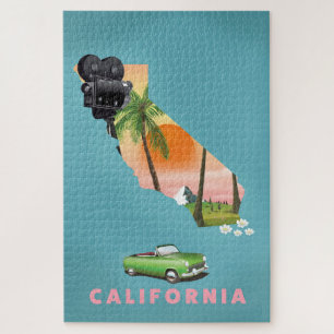 Quebra-cabeça poster de mapa ilustrado da Califórnia