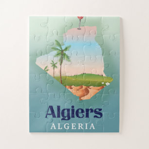 Quebra-cabeça Poster de viagens argelino do mapa de Argel