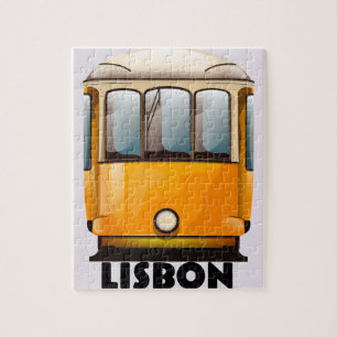 Quebra-cabeça Poster de viagens de elétrico amarelo de Lisboa