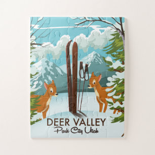 Quebra-cabeça Poster de viagens de esqui de Deer Valley Park Cit