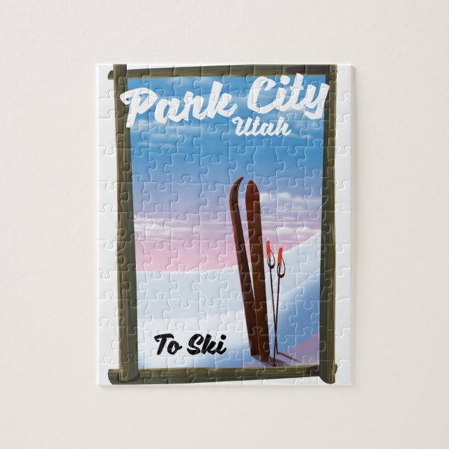 Quebra-cabeça Poster de viagens de Esqui de Utah, cidade de Park (Vertical)