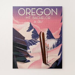 Quebra-cabeça Poster de viagens de Esqui do Solteiro Oregon