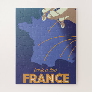 Quebra-cabeça poster de viagens de estilo vintage da França
