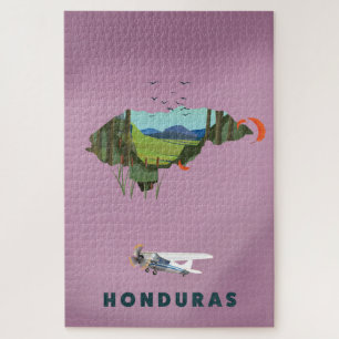 Quebra-cabeça Poster de viagens de mapa ilustrado de Honduras