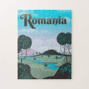 Quebra-cabeça Poster de viagens de paisagem da Romênia Vintage