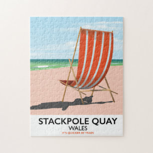Quebra-cabeça Poster de viagens de praia do Stackpole Quay Wales
