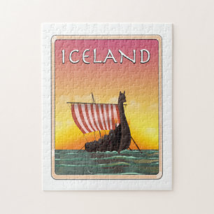 Quebra-cabeça Poster de viagens de Viking da Islândia
