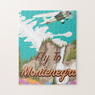 Quebra-cabeça Poster de viagens de voo da rota Montenegro