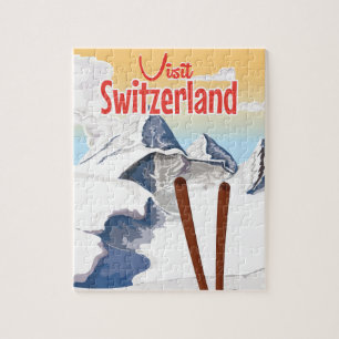 Quebra-cabeça Poster de viagens do esqui da suiça