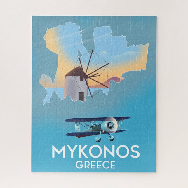 Quebra-cabeça Poster de viagens do Mapa de Grécias do Mykonos (Vertical)