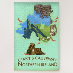 Quebra-cabeça Poster de viagens do mapa de Irlanda do Norte da
