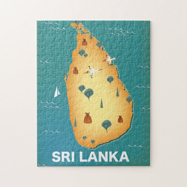 Quebra-cabeça Poster de viagens do mapa do Sri Lanka (Vertical)