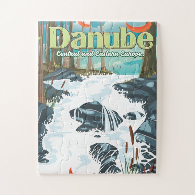 Quebra-cabeça Poster de viagens do rio Danúbio Europeu (Vertical)
