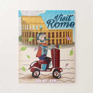 Quebra-cabeça Poster de viagens dos desenhos animados de Roma da