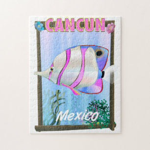 Quebra-cabeça Poster de viagens tropical mexicano de Cancun