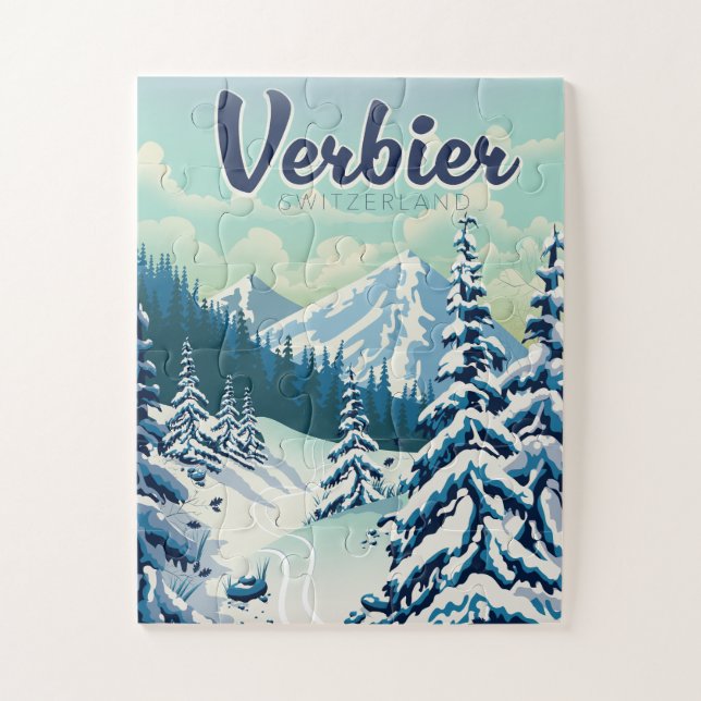 Quebra-cabeça Poster de viagens Verbier Suiça (Vertical)