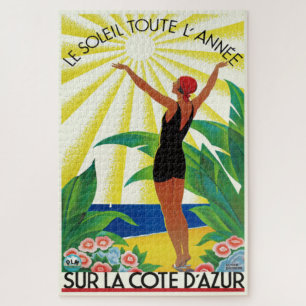 Quebra-cabeça Poster de Viagens vintage da Riviera D'Azur