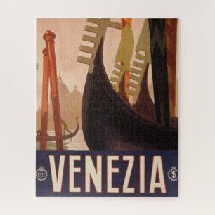 Quebra-cabeça Poster de viagens vintage Mostrando Um Canal Em Ve