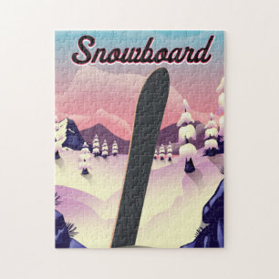 Quebra-cabeça Poster de viagens Vintage Snowboard