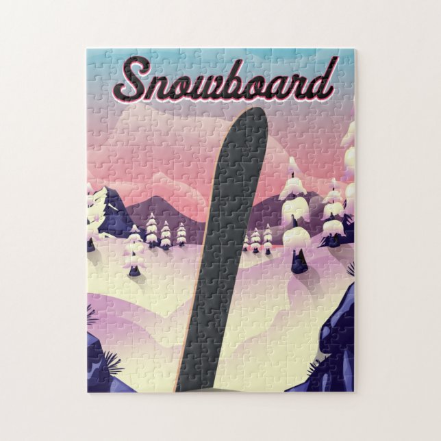 Quebra-cabeça Poster de viagens Vintage Snowboard (Vertical)