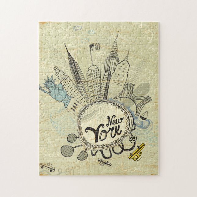 Quebra-cabeça Poster do Doodle de New York (Vertical)
