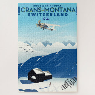 Quebra-cabeça poster do esqui da suiça de crans-montana