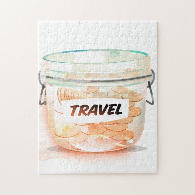 Quebra-cabeça Pote de viagem para dinheiro de vidro (Vertical)