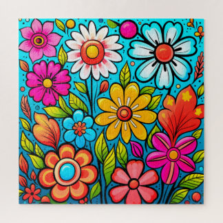 Quebra-cabeça Potência das flores do hippie-primavera