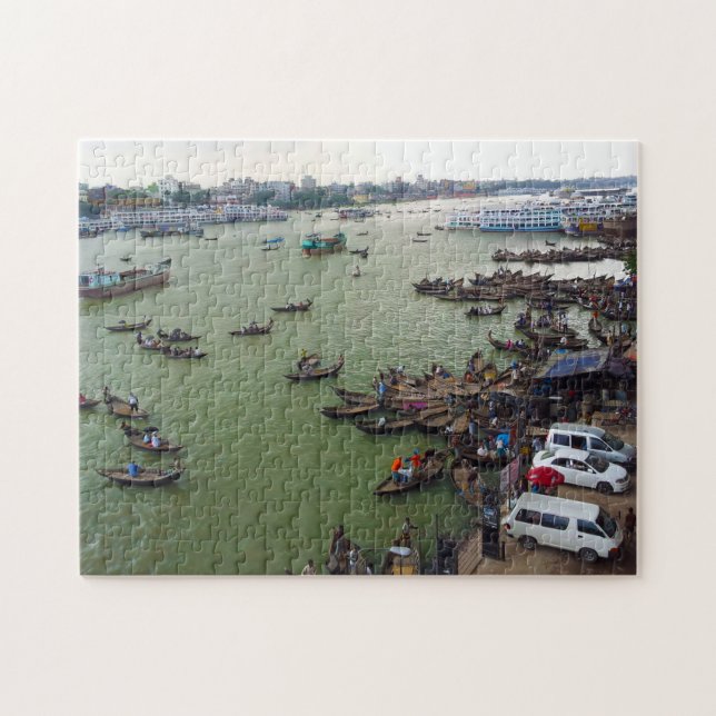 Quebra-cabeça Povo de Bangladesh em Barco. (Horizontal)