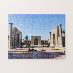 Quebra-cabeça Praça Registan ao pôr do sol - Samarkand, Uzbequ