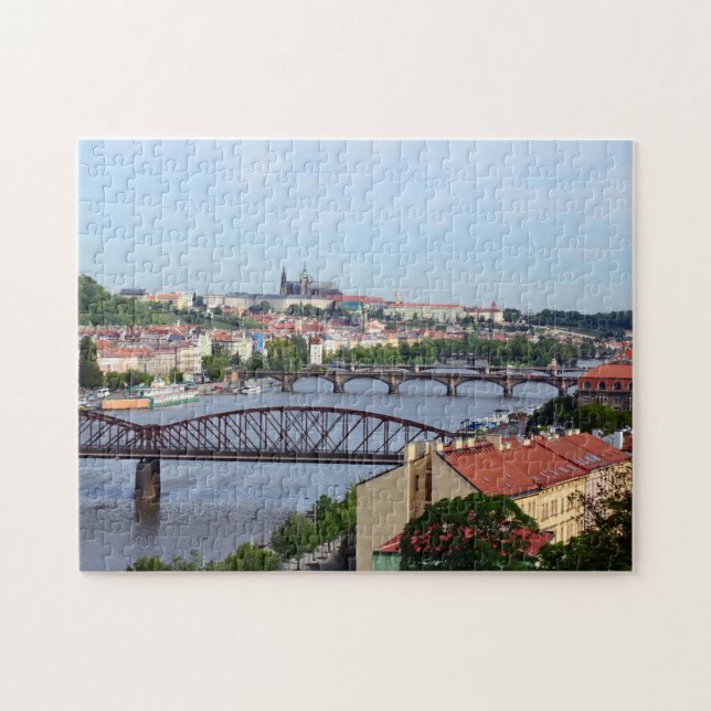 Quebra-cabeça Praga, Castle & River Bridges / República Checa (Horizontal)