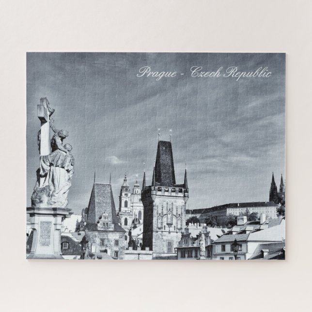 Quebra-cabeça Praga, Charles Bridge, Castle - Czechia (vintage) (Horizontal)