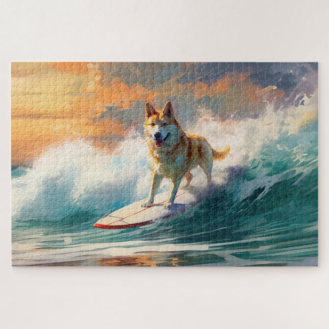 Quebra-cabeça Praia de Akita Pintura de Surfe (Horizontal)