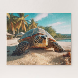 Quebra-cabeça Praia de areia de tartaruga Palmeiras tropicais Fo