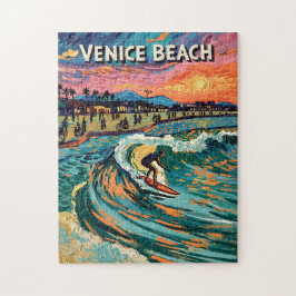 Quebra-cabeça Praia de Venice Surf Califórnia Cores Vibrantes Vi
