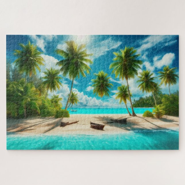 Quebra-cabeça Praia Tropical - Paisagem Cêntica Respiratória (Horizontal)
