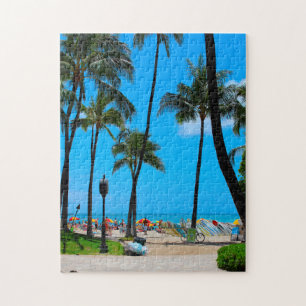 Quebra-cabeça Praia Waikiki Havaí Honolulu.