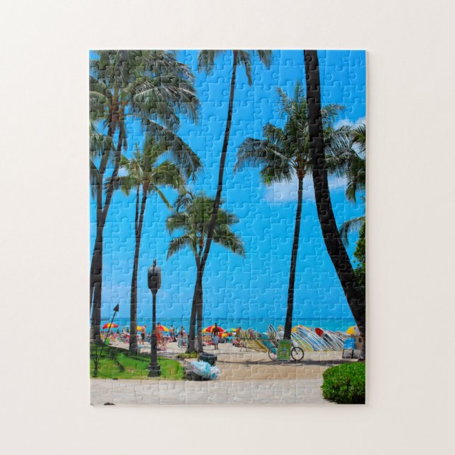 Quebra-cabeça Praia Waikiki Havaí Honolulu. (Vertical)