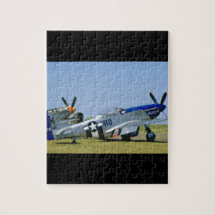 Quebra-cabeça Prata & azul, P51 mustang, planos de Side_WWII
