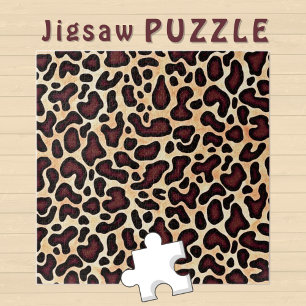 Quebra-cabeça Prato Castanho-Leopardo -