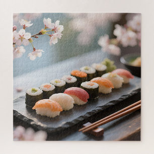 Quebra-cabeça Prato de Sushi Flor de Cerejeira