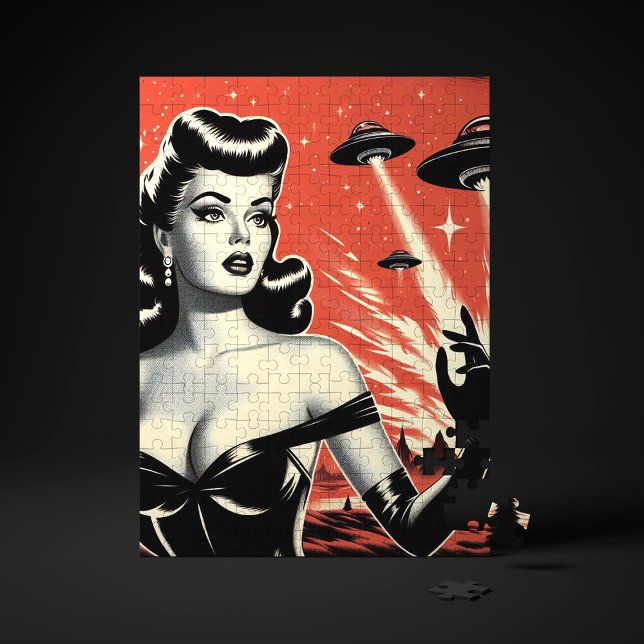Quebra-cabeça Prato Voador Vintage Pin-up (Criador carregado)