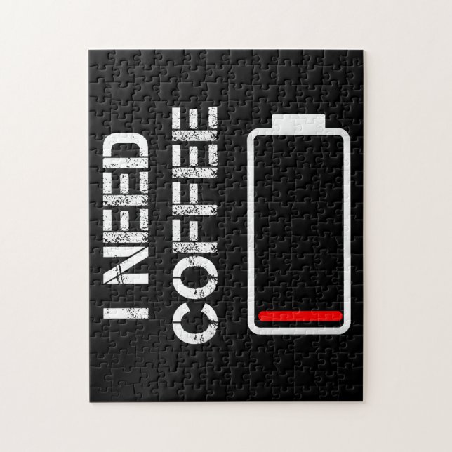 Quebra-cabeça Preciso de café, copos de café engraçados, gralha  (Vertical)