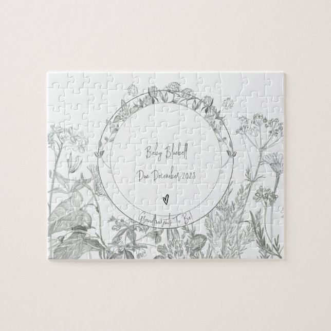 Quebra-cabeça Pregnancy Announcement Grandparents Due Date (Horizontal)