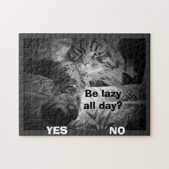 Quebra-cabeça preguiçoso o dia todo? Gato escolhe sim! (Horizontal)