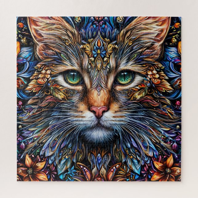 Quebra-cabeça Presente Abstrato Maine Coon Para Amantes de Gatos (Vertical)